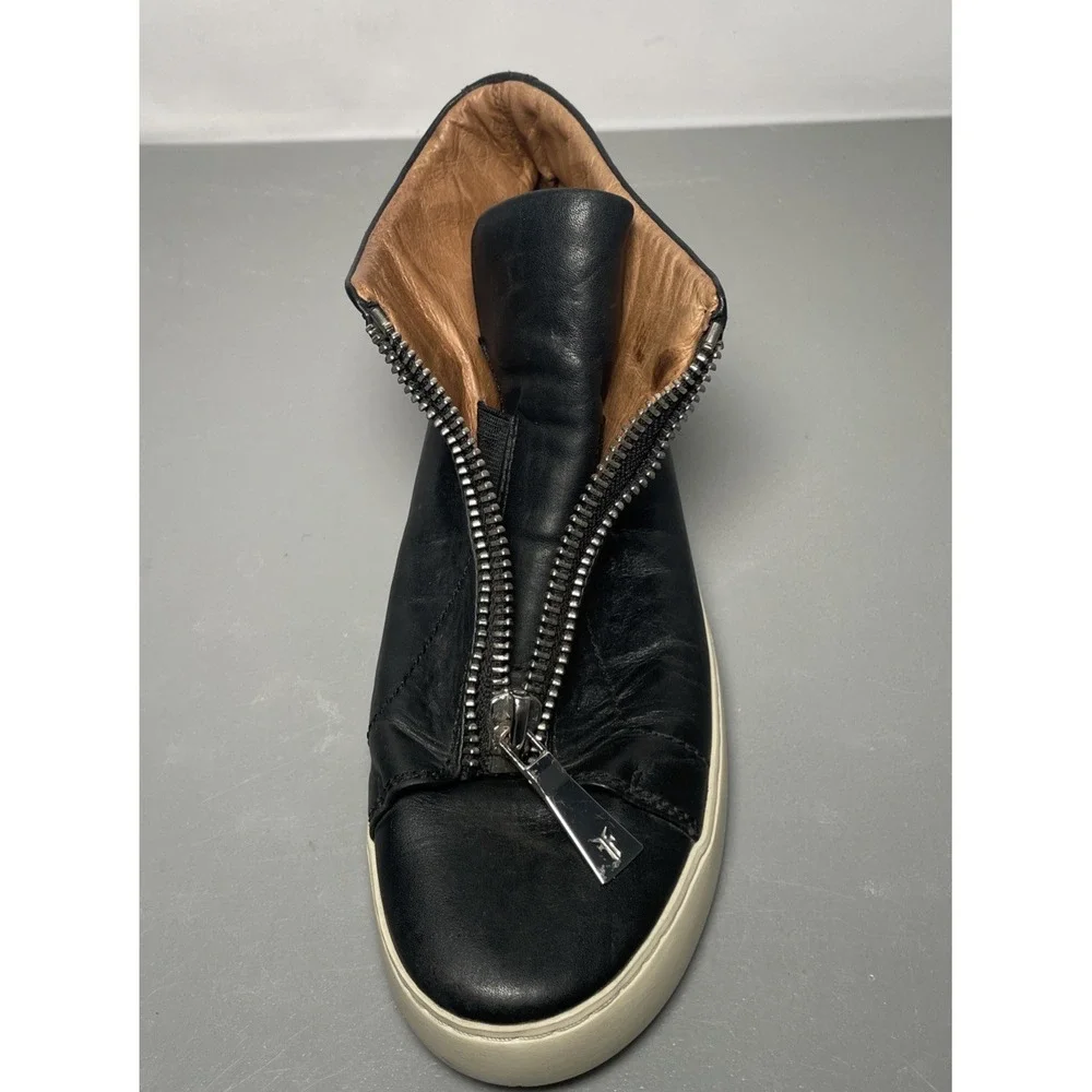 Frye Lena Womens Size 9M Black Leather Bootie Zip-Up High-Top Sneakers